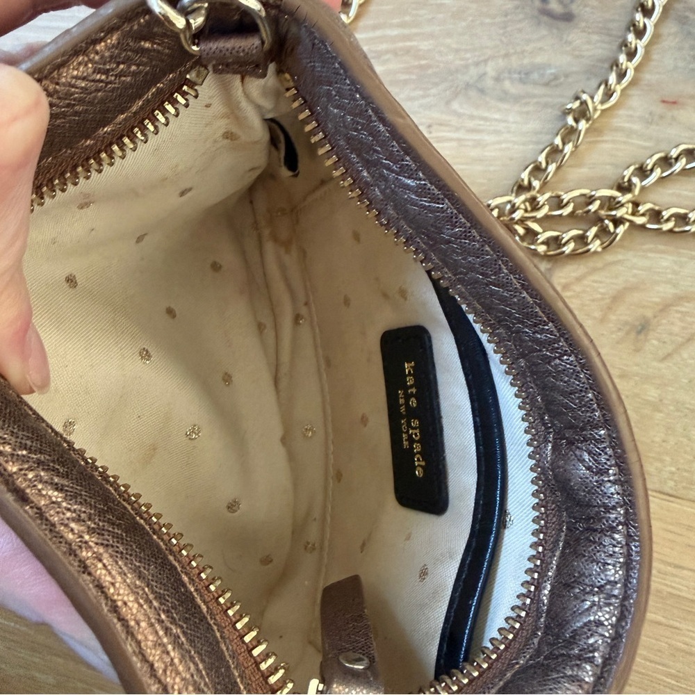 Kate Spade New York Metallic Bronze Quilted Leather Crossbody Chain Bag Purse*Y6 - Picture 5 of 5